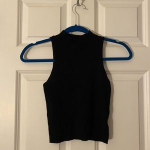 Black mock neck sleeveless tank. Size M, but fits like S